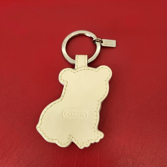 Coach Patent Leather Baby Polar Bear with Scarf Keyfob Purse Charm 92812 rare - Picture 6 of 6